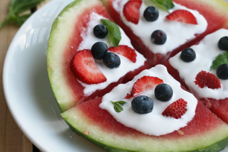 Red White & Blue Watermelon Basil Fruit Pizza (AIP & Vegan)