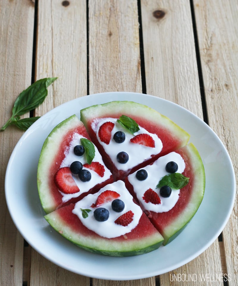  Red White & Blue Watermelon Basil Fruit Pizza (AIP & Vegan)