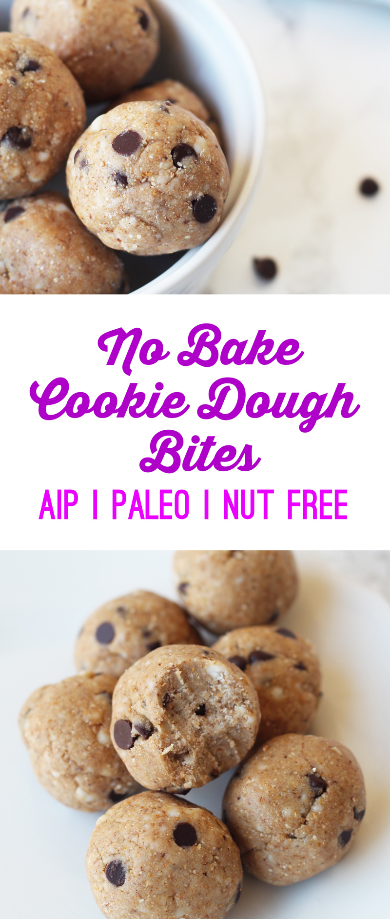 No-Bake Cookie Dough Bites (AIP, Paleo, Nut Free, Gluten Free)