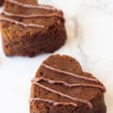 AIP Brownies in heart shapes with icing.