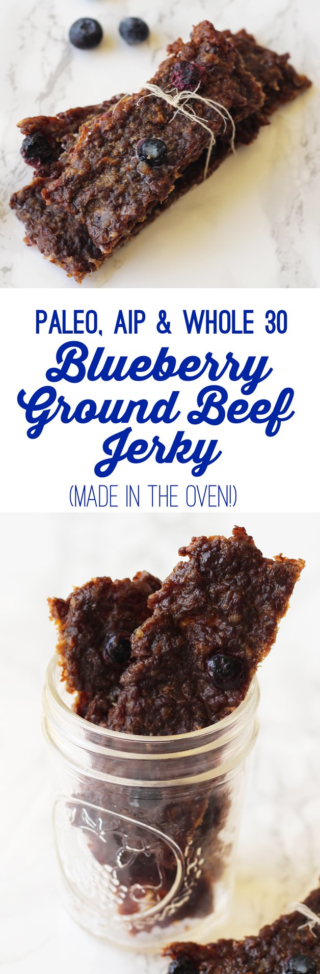 Blueberry Beef Jerky Made in The Oven with Ground Beef (Paleo, AIP, Whole 30)