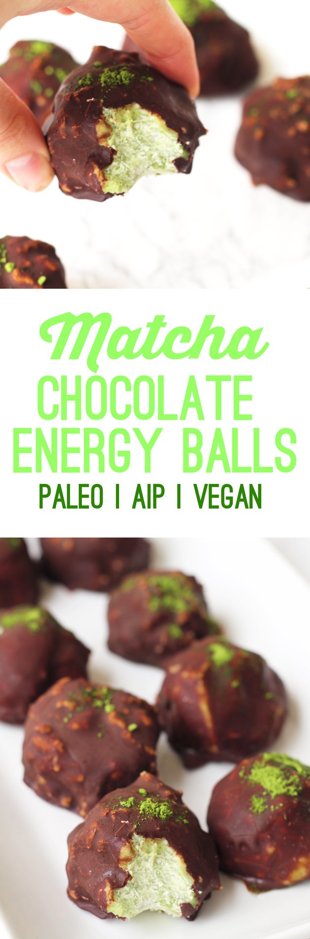 Chocolate Matcha Energy Balls (Paleo, AIP, Vegan)