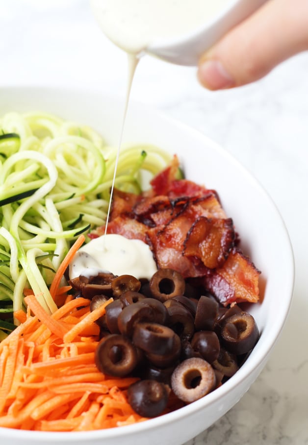 Bacon Ranch Zucchini Noodle Pasta Salad (Paleo, AIP, Whole 30)