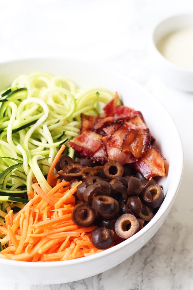 Bacon Ranch Zucchini Noodle Pasta Salad (Paleo, AIP, Whole 30)