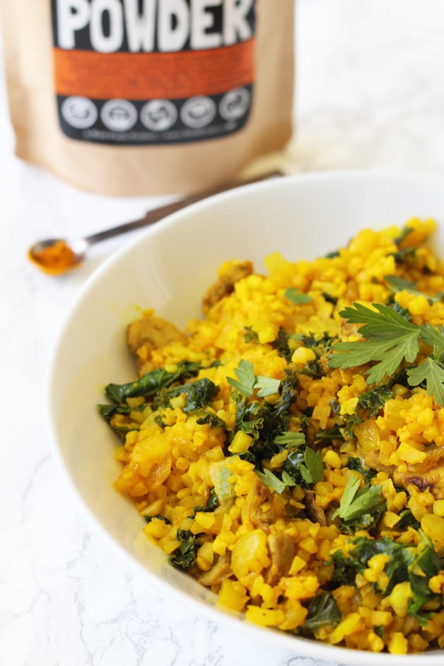 Turmeric Cauliflower Risotto (AIP, Paleo, Whole30)