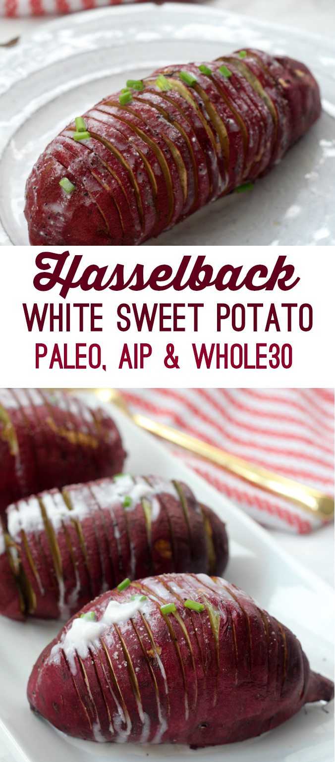 Hasselback White Sweet Potato (Paleo, Whole 30, AIP)