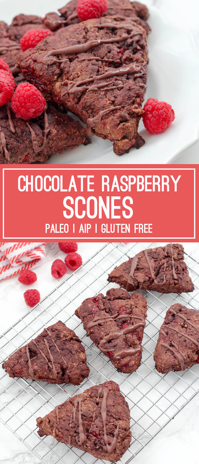 Paleo Chocolate Raspberry Scones (AIP, Valentine's Day)