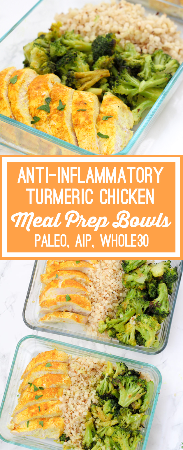 Anti-inflammatory Turmeric Chicken Meal Prep Bowls