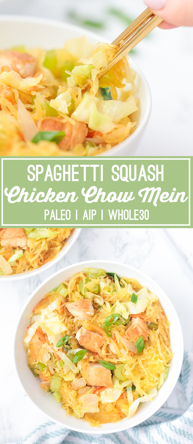 Spaghetti Squash Chicken Chow Mein (Paleo, Whole30, AIP)