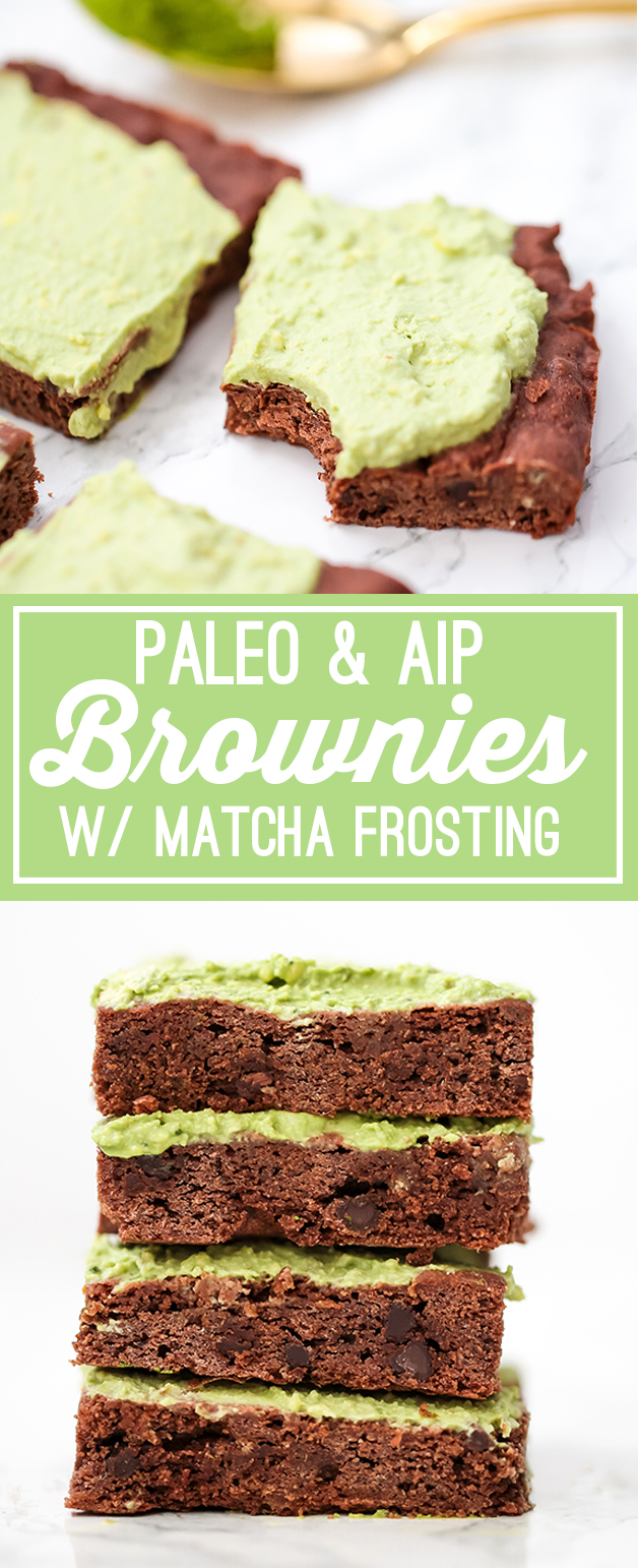 Paleo Brownies with Matcha Frosting (AIP)