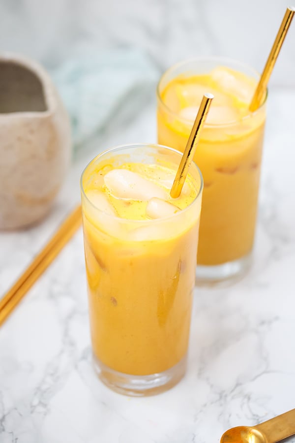 Iced Turmeric Matcha Latte