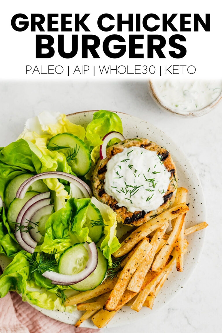 Greek Chicken Burgers (Paleo, Whole30, Keto, AIP) - Unbound Wellness