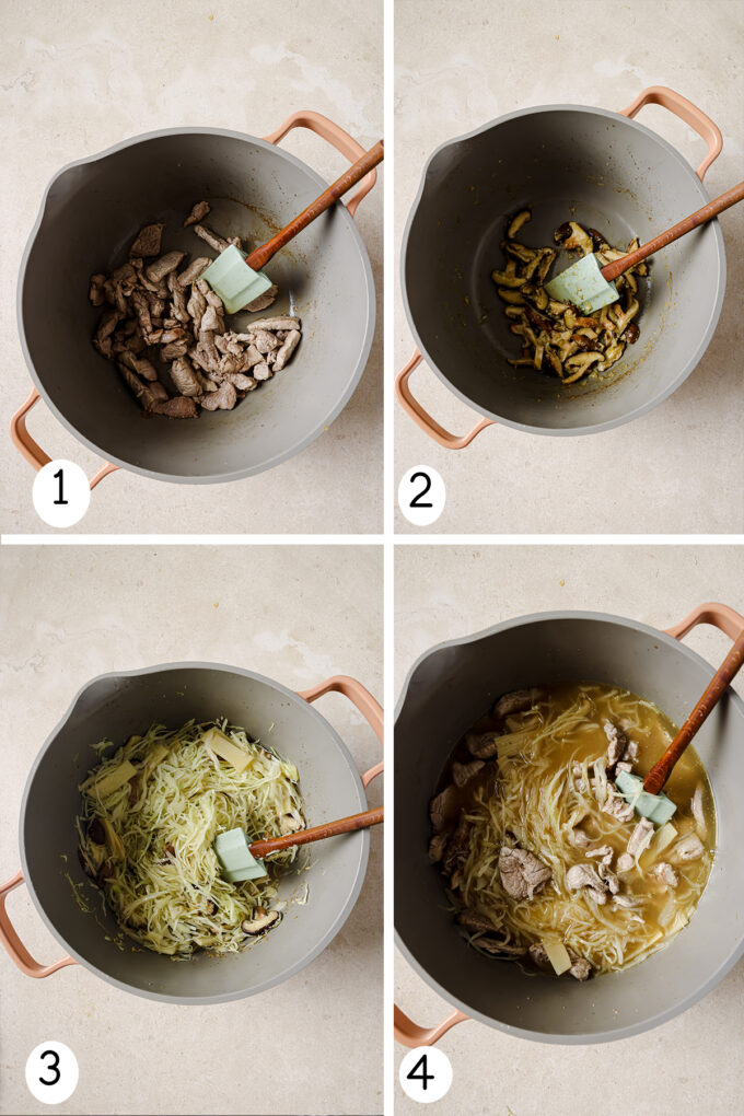 Step by step photos of making the hot & sour soup.