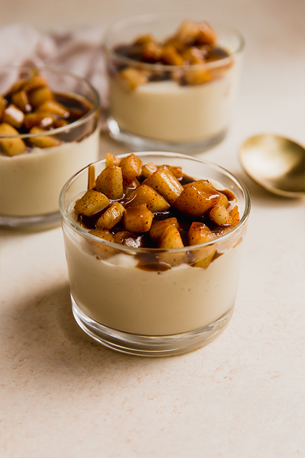 A cup of dairy-free caramel vanilla pudding