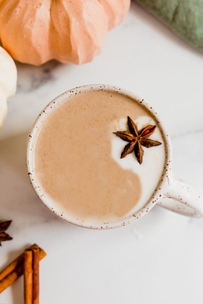 Chai pumpkin spice with coconut cream and star anise