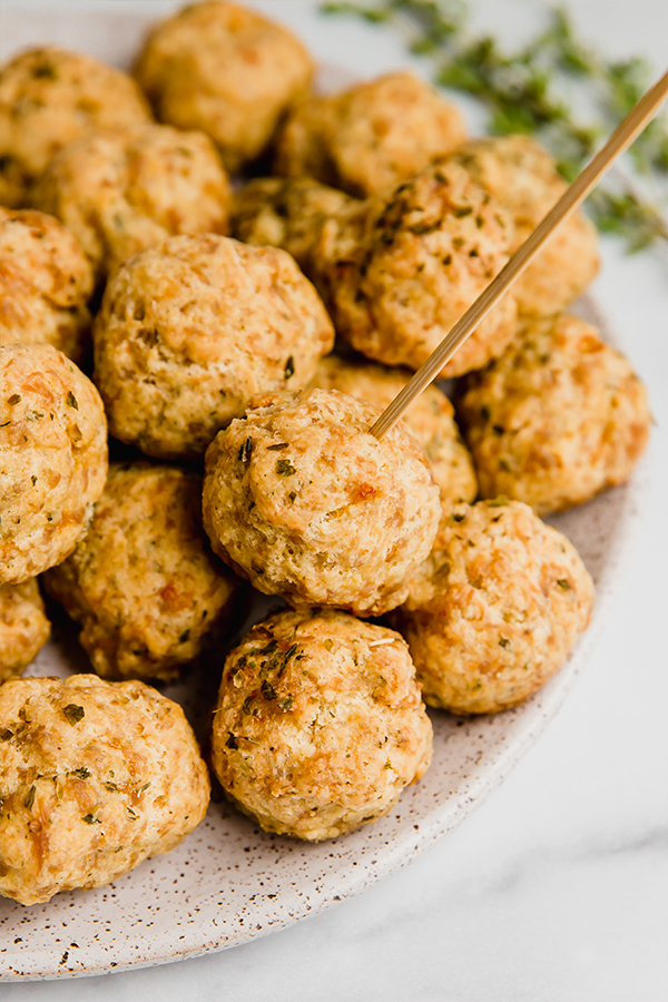 sausage balls with toothpick