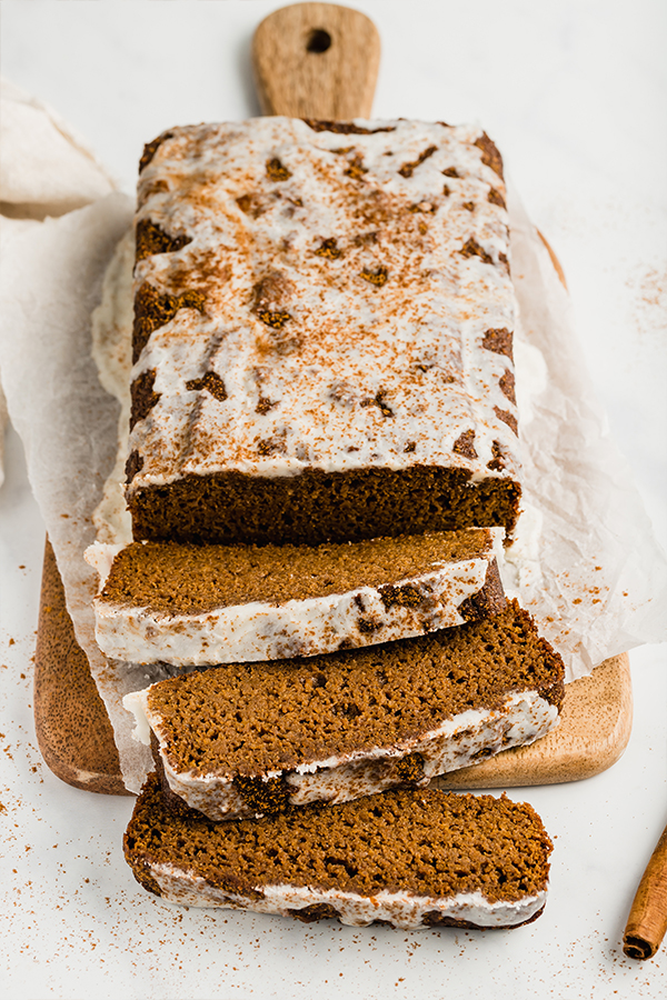 sweet potato gingerbread loaf and slices