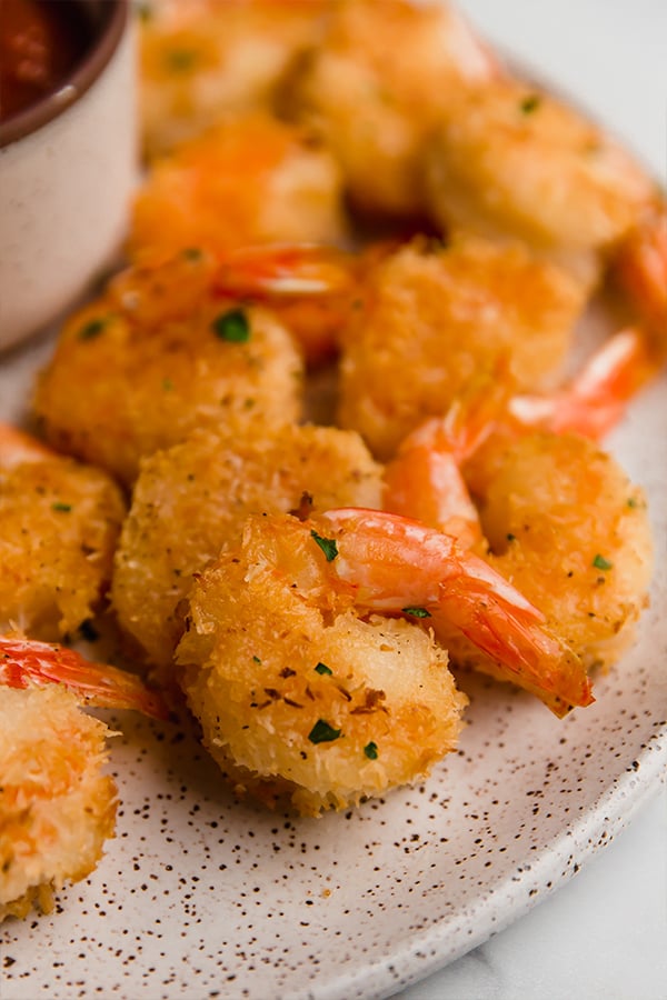 oven-baked coconut shrimp on plate