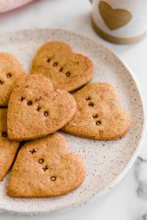 conversation heart sugar cookies on plate