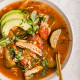 instant pot chicken no-tortilla soup in bowl