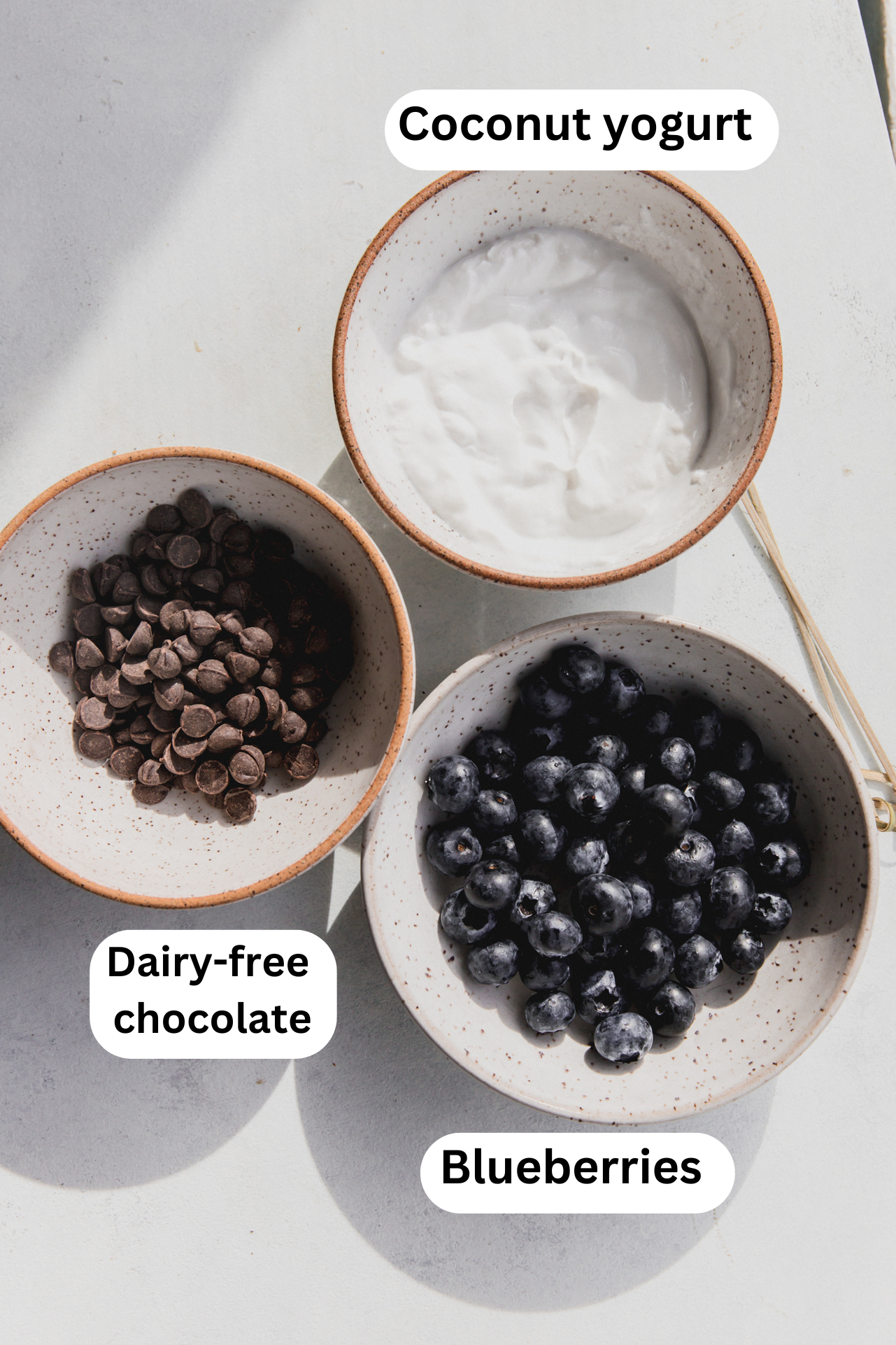 Chocolate yogurt blueberry ingredients