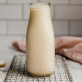 Glass jar of coconut milk.