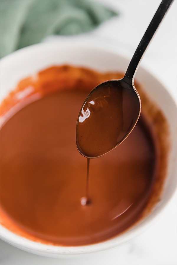 Melted chocolate in a bowl.