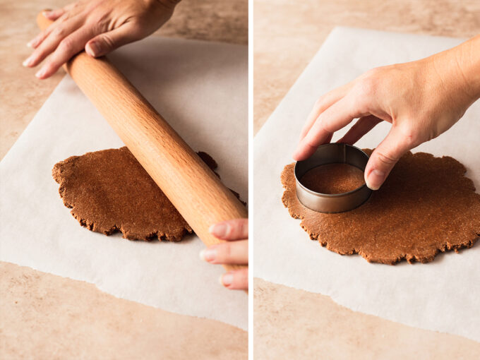 Rolling out the dough for chocolate gingerbread sandwich cookies. 