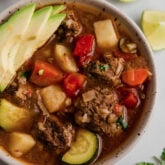 Bowl of Mexican meatball soup.