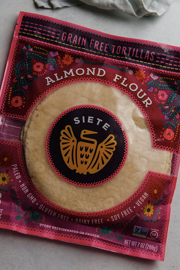 A package of Siete Almond Flour tortillas.
