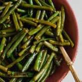 Bowl of sweet and sour Hungarian green beans.
