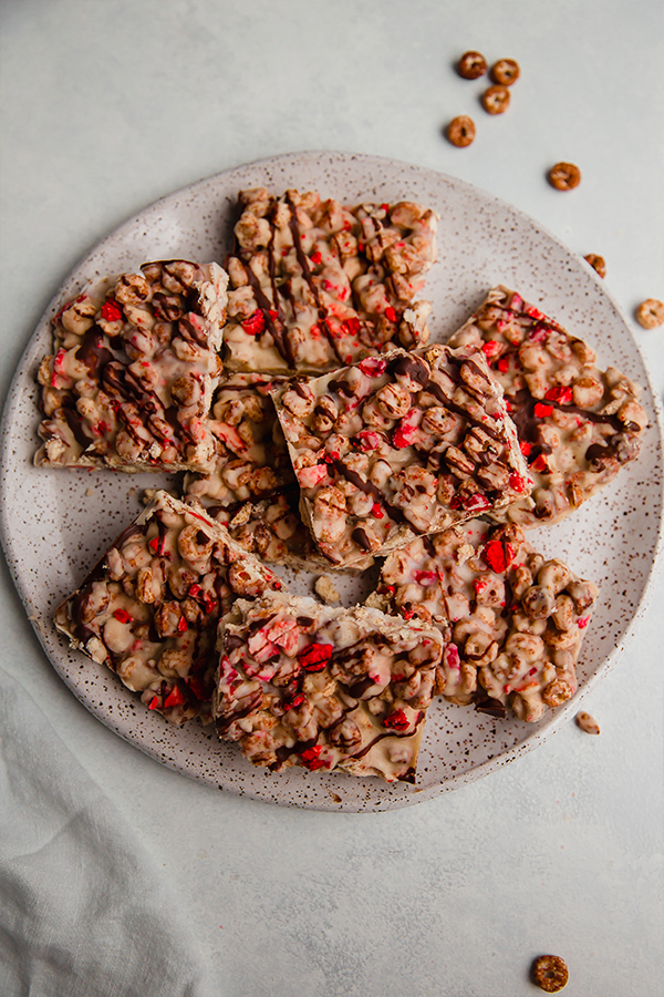 Lovebird cereal bars on a plate