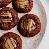 Plate of caramel brownie cookies.