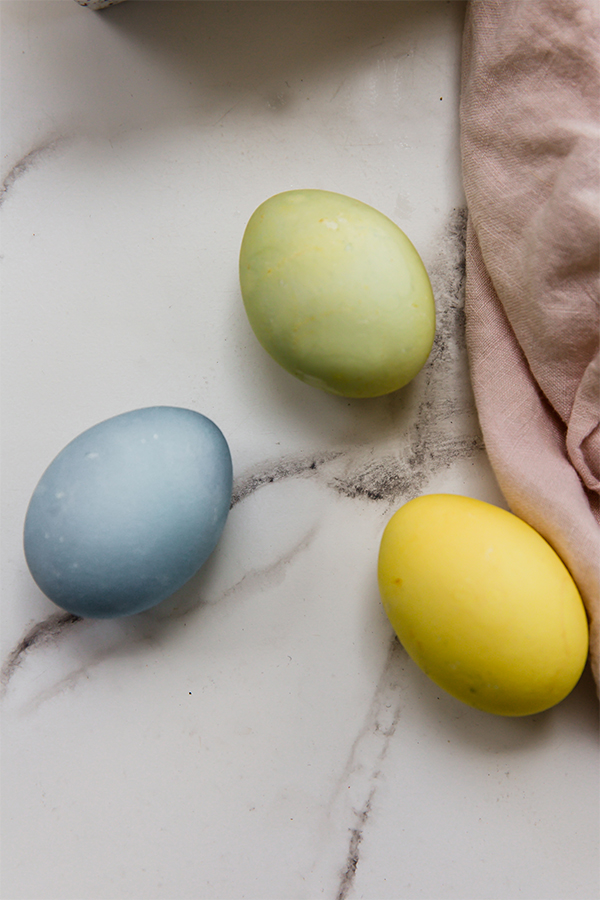 blue, yellow and green easter eggs