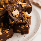 S'mores fudge piled on a plate.