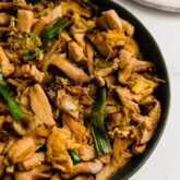 Pan of Moo Shu chicken.