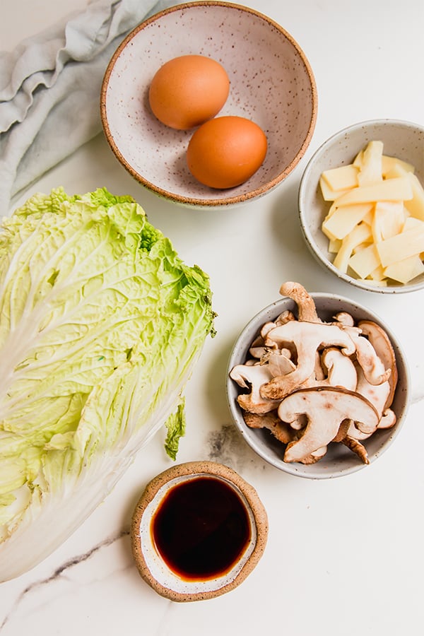The ingredients for moo shu chicken.