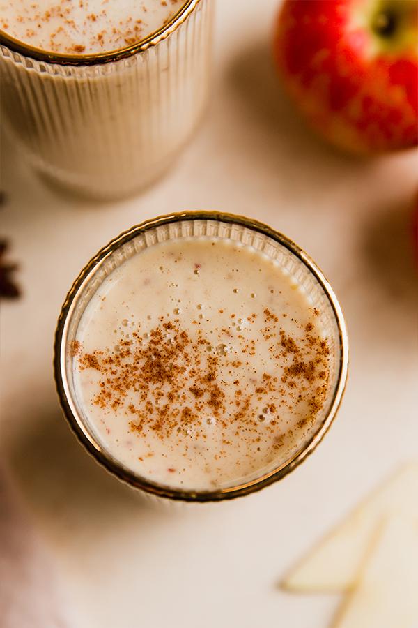 A glass of apple smoothie.