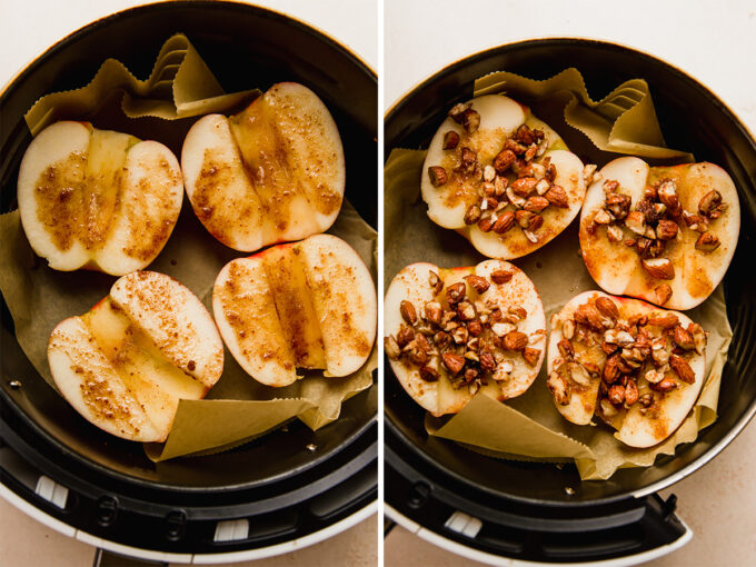 Air fryer "baked apples" being prepped in the air fryer