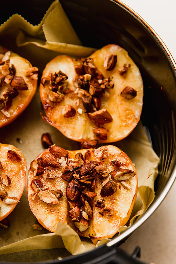 The apples in the air fryer with toppings