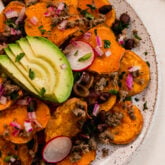 Sweet potato nachos on a plate.