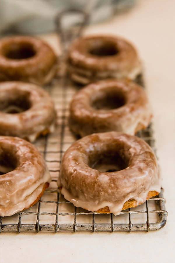 A baking sheet with apple cider donuts