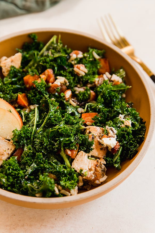 The copycat Sweetgreen Harvest Bowl mixed in a bowl.