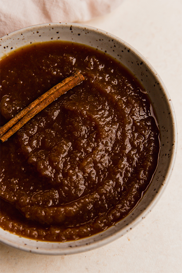 A bowl of slow cooker applesauce