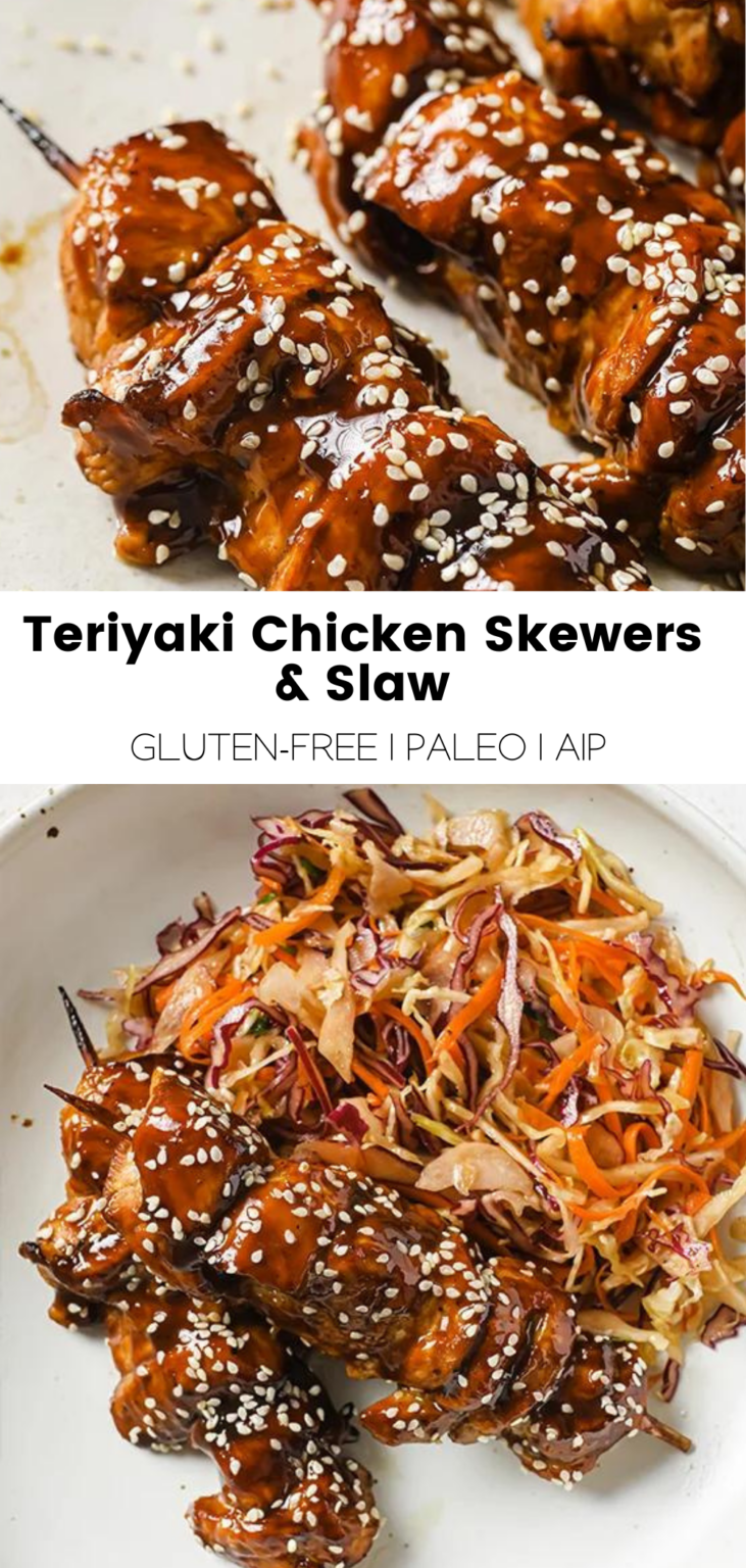 Teriyaki Chicken Skewers & Slaw - Unbound Wellness