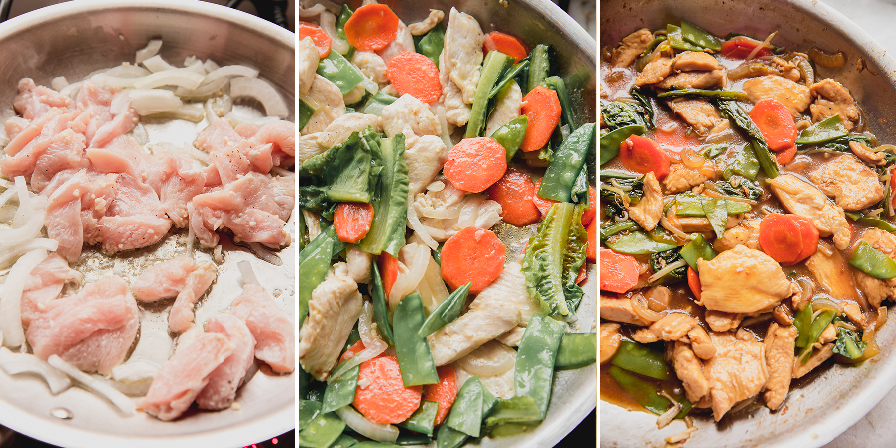 Step by step photos of cooking the chop suey.