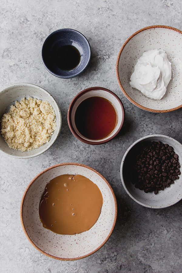 The ingredients for creamy cookie dough dip.