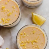 Lemon chia pudding topped with lemon zest.