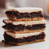 S'mores brownies in a stack.