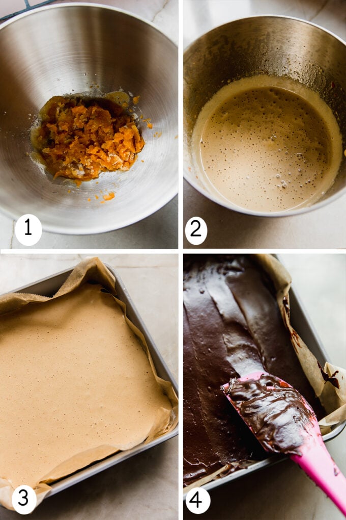 Step by step photos of making and baking pumpkin spice s'mores.